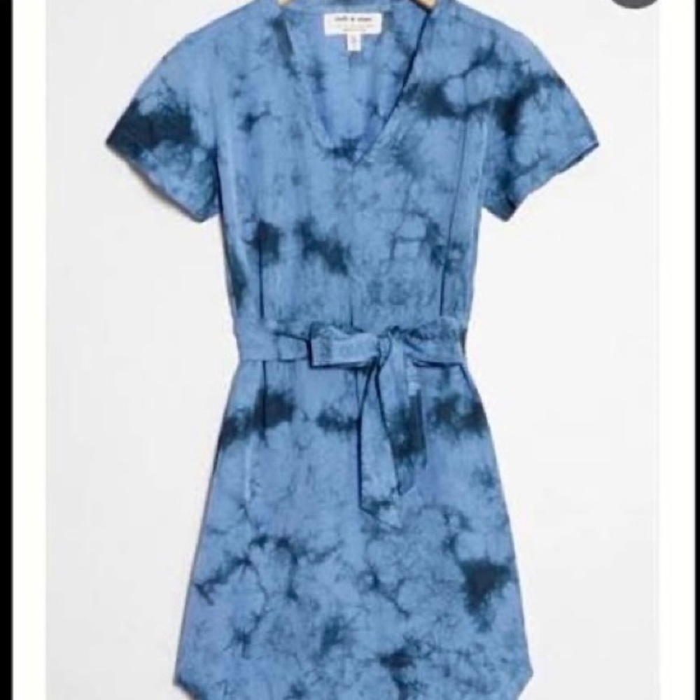 Anthropologie Blue Tie-Dye Mini Dress
